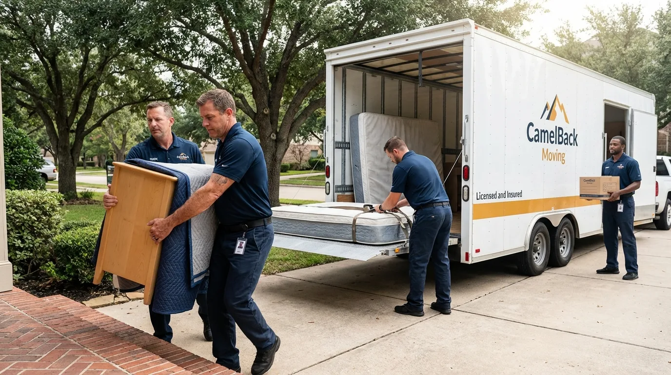 Crew loading residential truck for cross-state move from Palm Beach Gardens, FL