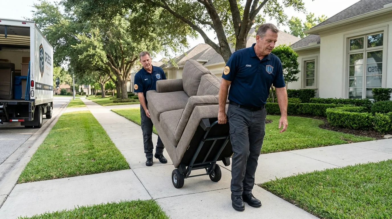 Local residential moving crew loading furniture in Palm Beach Gardens, FL