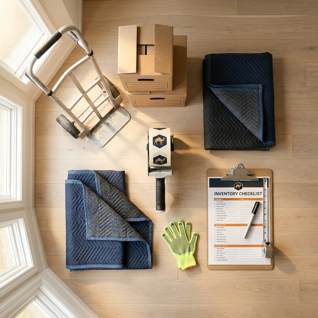 Professional moving supplies and packing materials layout for Palm Beach Gardens residential relocations
